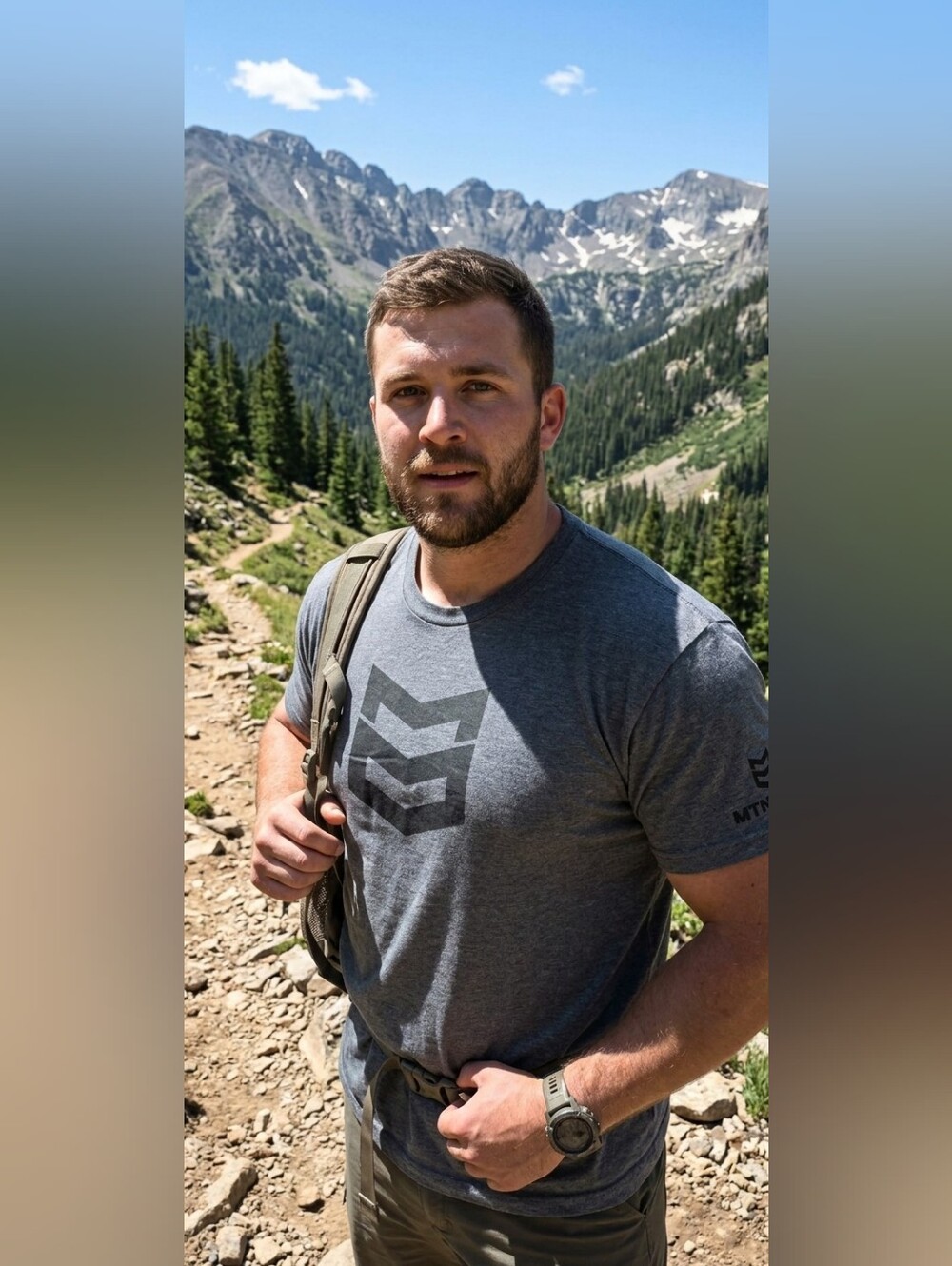 MTN OPS Men's Icon Short Sleeve Casual Tee Shirtchar (coal gray color)